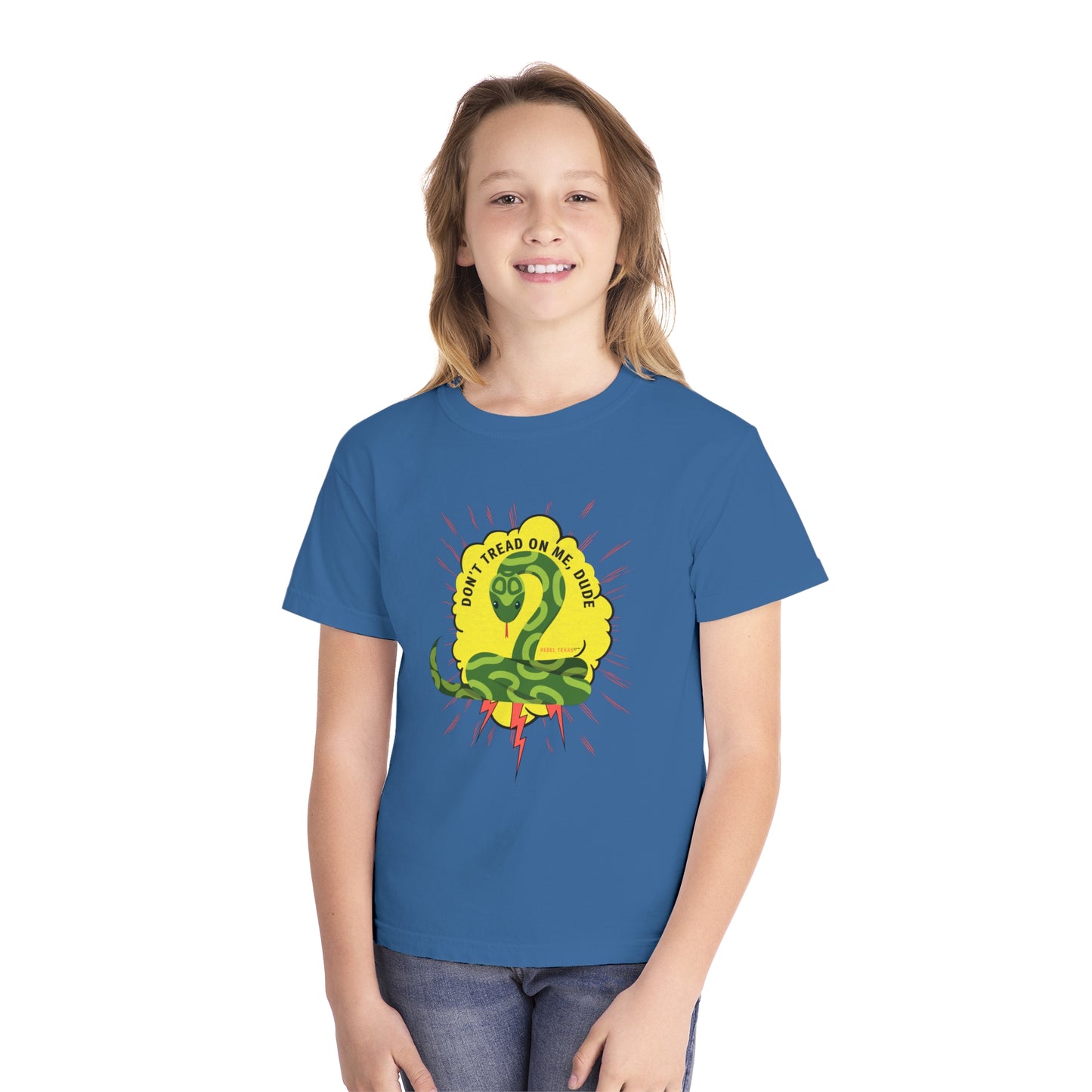 Youth Don't Tread on Me' Snake T-Shirt – Comfort Color Tee with Patriotic Graphic