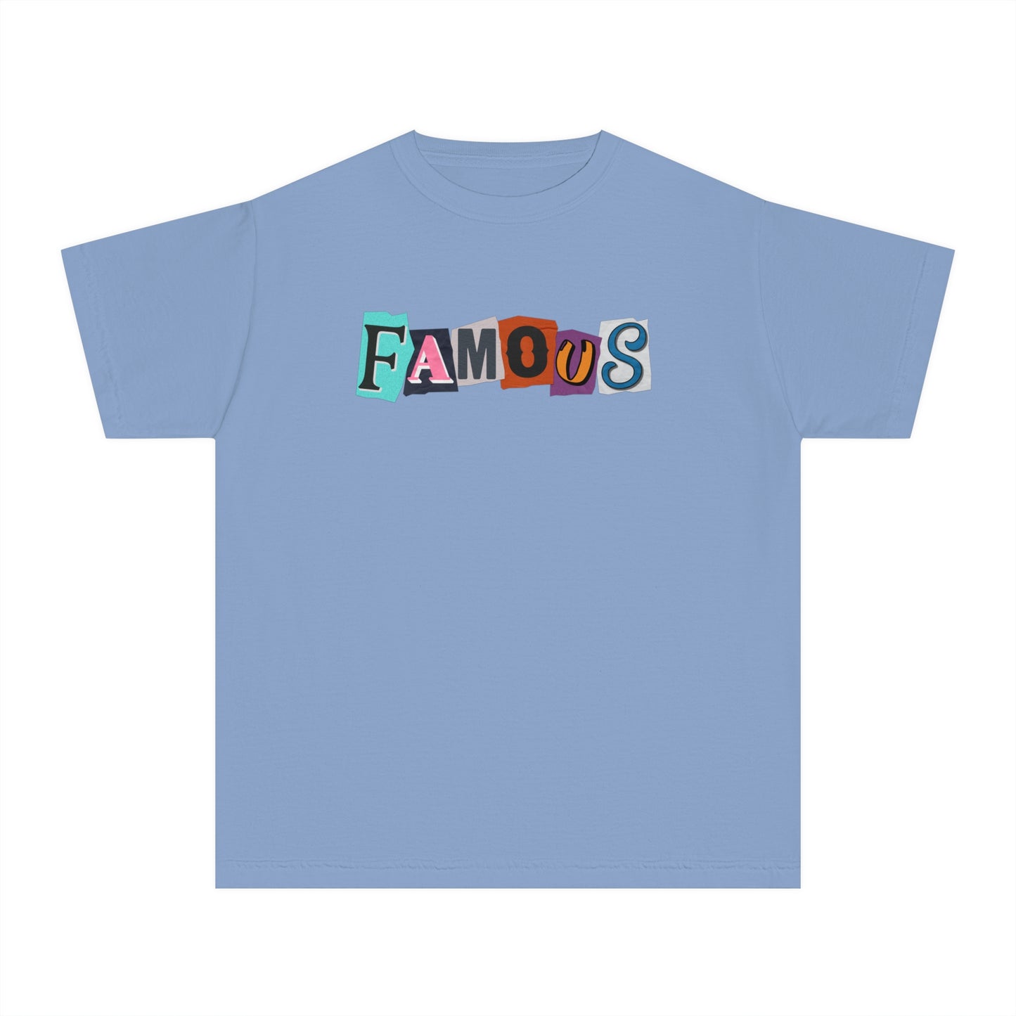 Youth Famous Ransom Note Style T-Shirt – Colorful Comfort Tee for Trendy Kids