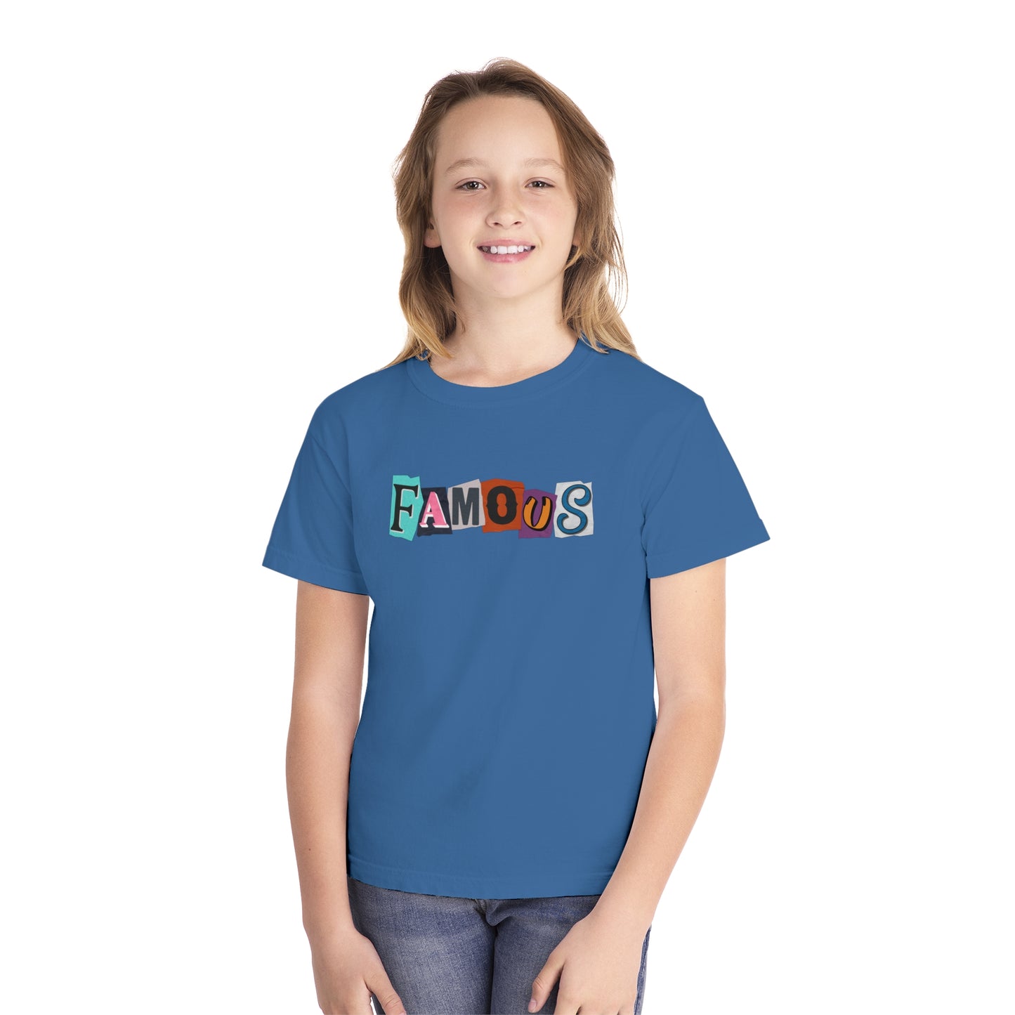 Youth Famous Ransom Note Style T-Shirt – Colorful Comfort Tee for Trendy Kids