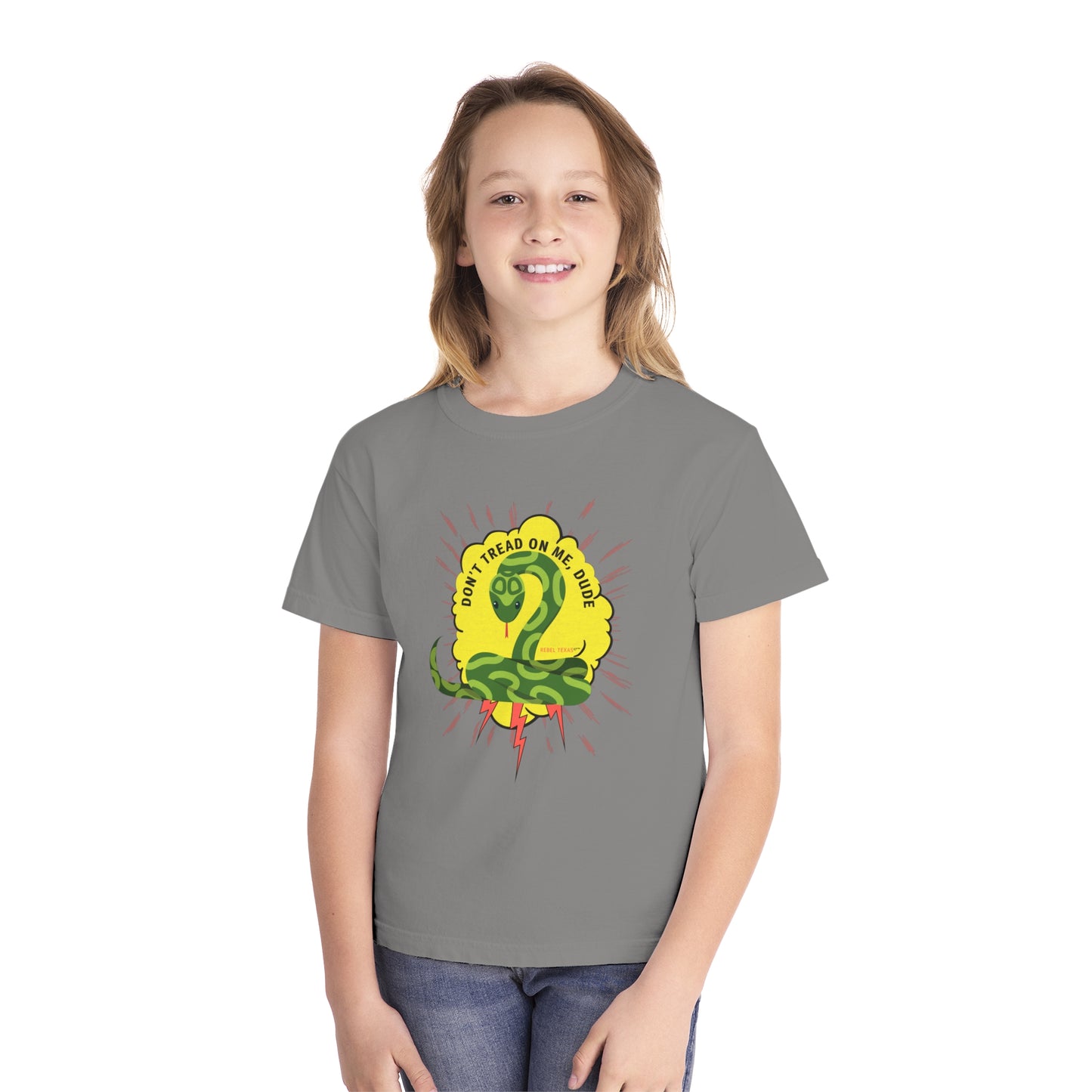 Youth Don't Tread on Me' Snake T-Shirt – Comfort Color Tee with Patriotic Graphic