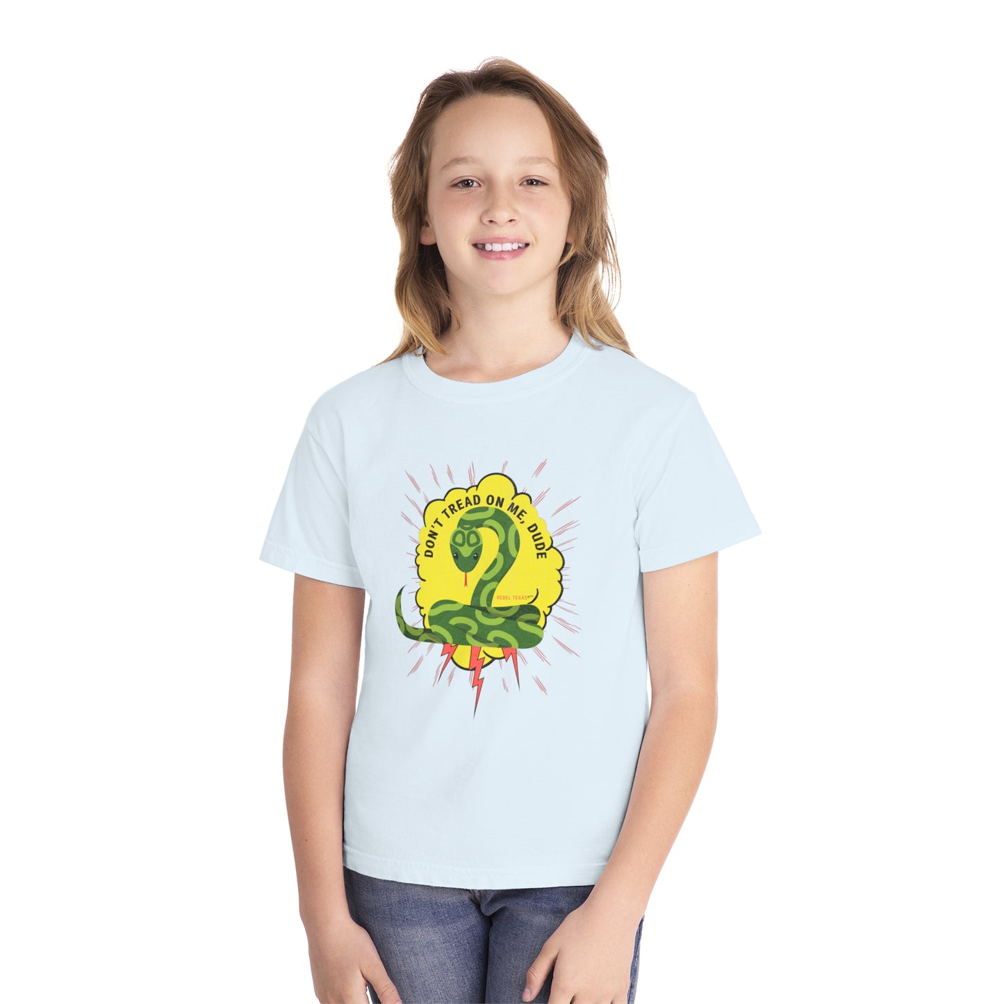 Youth Don't Tread on Me' Snake T-Shirt – Comfort Color Tee with Patriotic Graphic