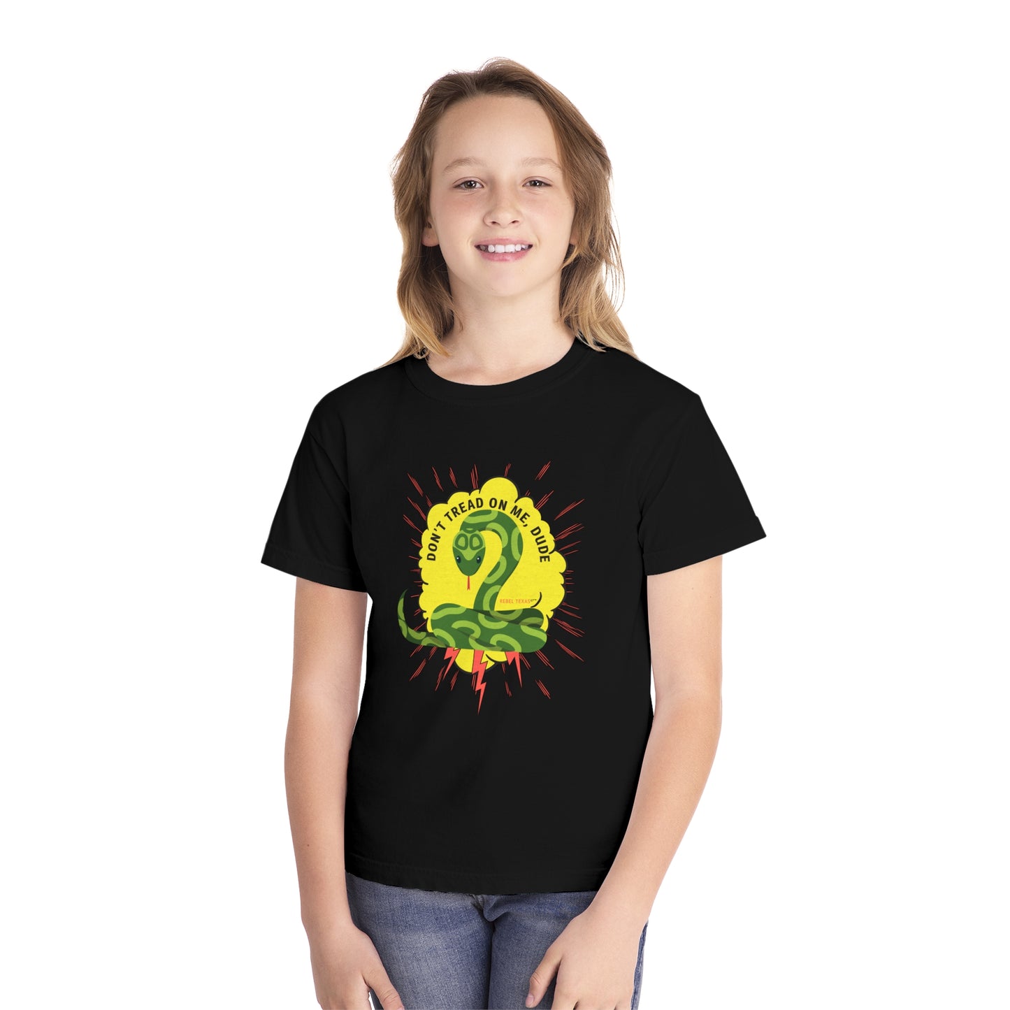 Youth Don't Tread on Me' Snake T-Shirt – Comfort Color Tee with Patriotic Graphic